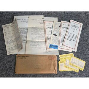 Reserve Life Insurance Policies & Documents Vtg Set